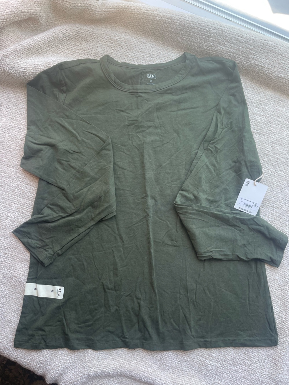 Anna Olive Green Long Sleeve Crew Neck Shirt